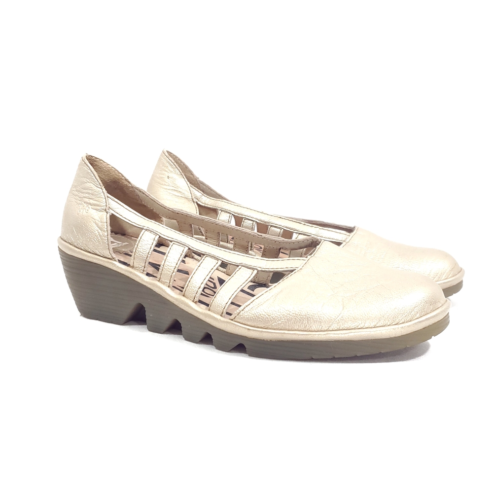 Fly London Metallic Gold Wedge Shoes
